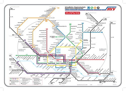 Hamburg, Germany, map of integrated transit system