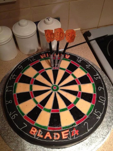 Real Size Dart Board Themed Cake by Zara Quilter