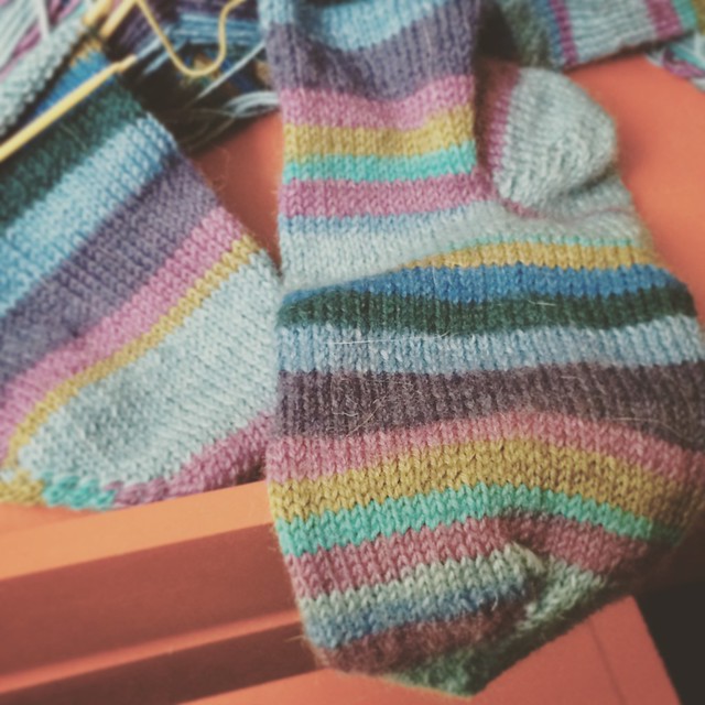 Striped toe-up socks