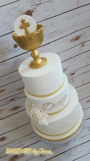 3 Tiers Holy Communion Cake by Ania Rodrigues