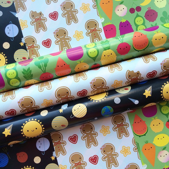 5 A Day gift wrap is up for sale in my shop now and you can pick and mix from all my designs.