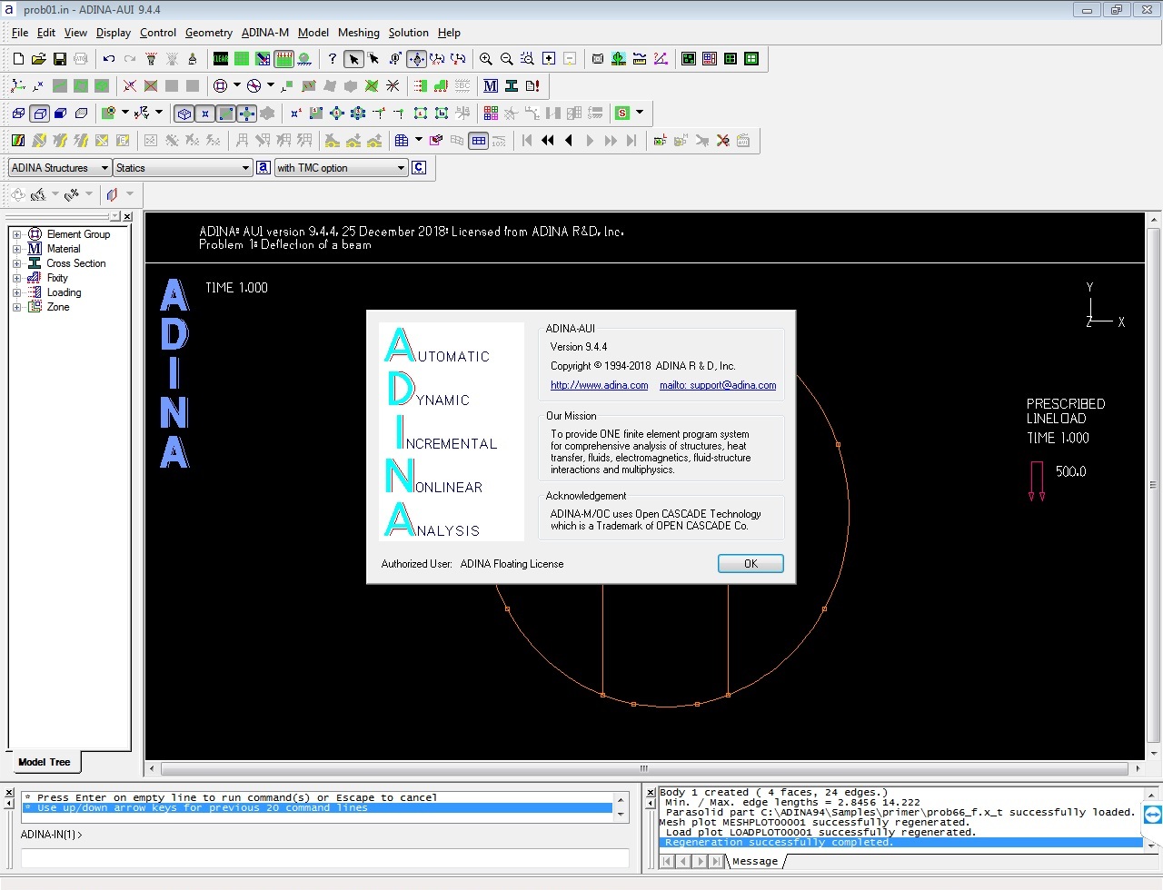 Working with ADINA System 9.4.4 full license
