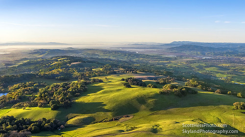 southern petaluma valley from drone spring looking south west over sonoma mountain