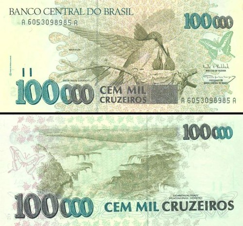 100 000 cruzeiros Brazília 1992, P235b
