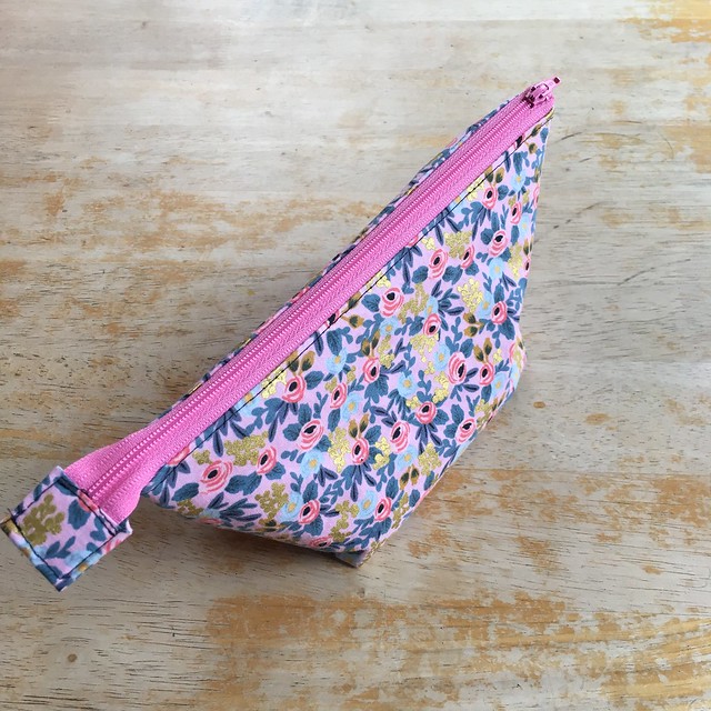 Open Wide Zippered Pouch in Rifle Paper Co. Rosa