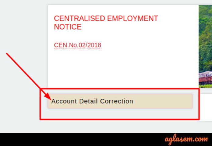 RRB Group D Account Detail Correction 