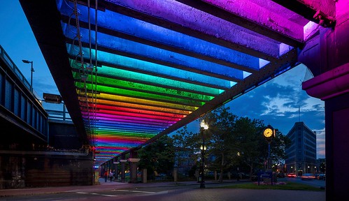Underpass architectural lighting as public art, Beyond Walls project, Lynn Massachusetts.