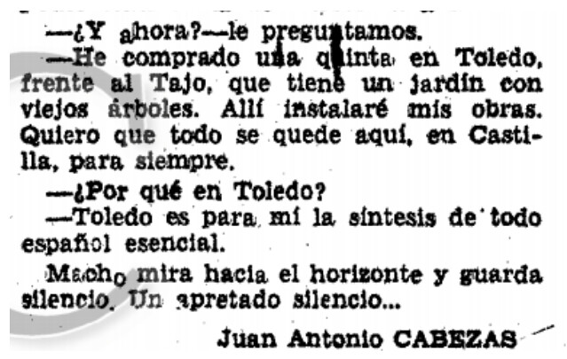 Entrevista a Victorio Macho el 23 de noviembre de 1952 en ABC