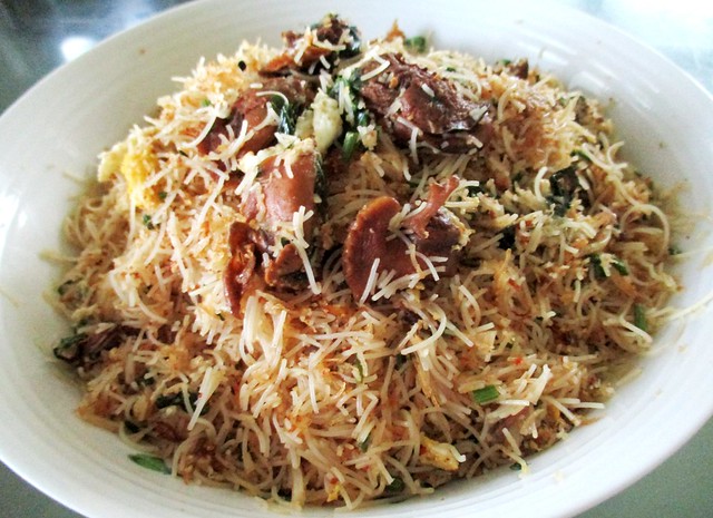 My fried bihun with canned cockles in soy sauce