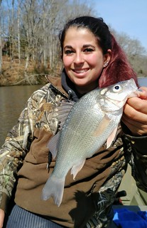 Woman with white perch