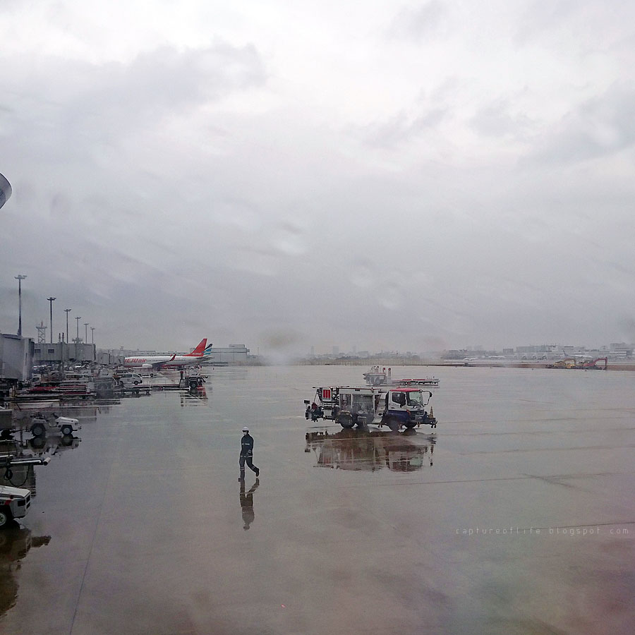 airport in rain