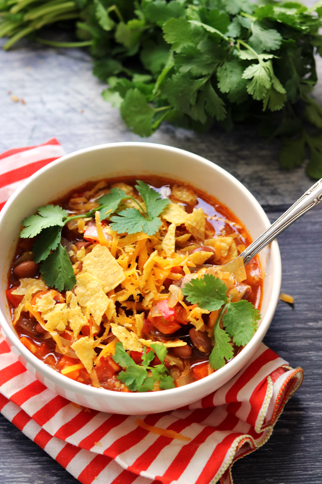 Loaded Pinto Bean and Tortilla Soup