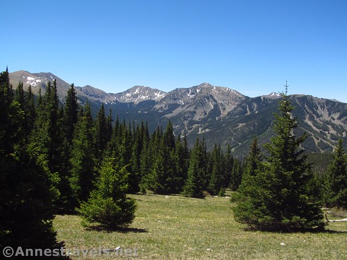 Views of Wheeler Peak, Lake Fork, and Vallecito Peaks from the ramble up the ridgeline portion of the Gold Hill Trail in Carson National Forest, New Mexico
