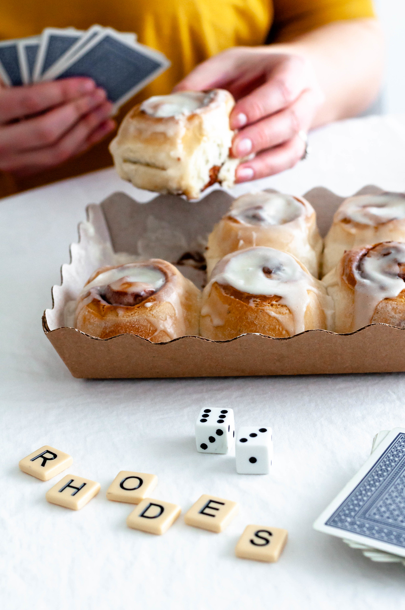 Rhodes Bake-N-Serve Anytime!® Cinnamon Rolls aren't just for breakfast. Bake up a box and make it a game night with Rhodes cinnamon rolls and chili.