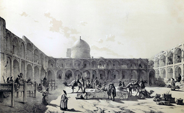 Caravanserai i Shah Qazvin (by_Eugène_Flandin)