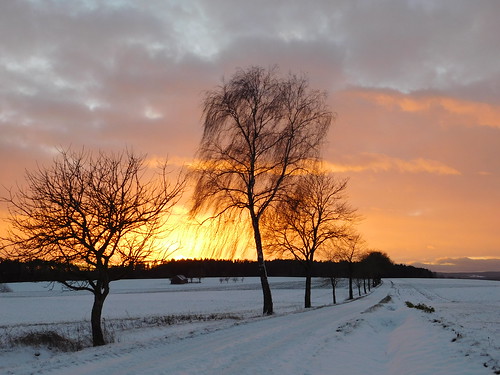 sonnenuntergang sunset oberpfalz upper palatinate himmel sky wolken clouds landschaft landscape schneelandschaft winterlandschaft schnee snow barn scheune
