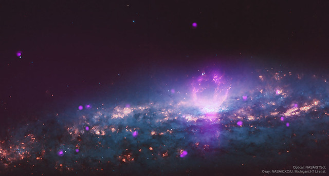 VCSE - röntgenfényben megfigyelhető szuperbuborékok az NGC 3079 galaxisban a Chandra röntgenműhold felvételén - APOD, NASA