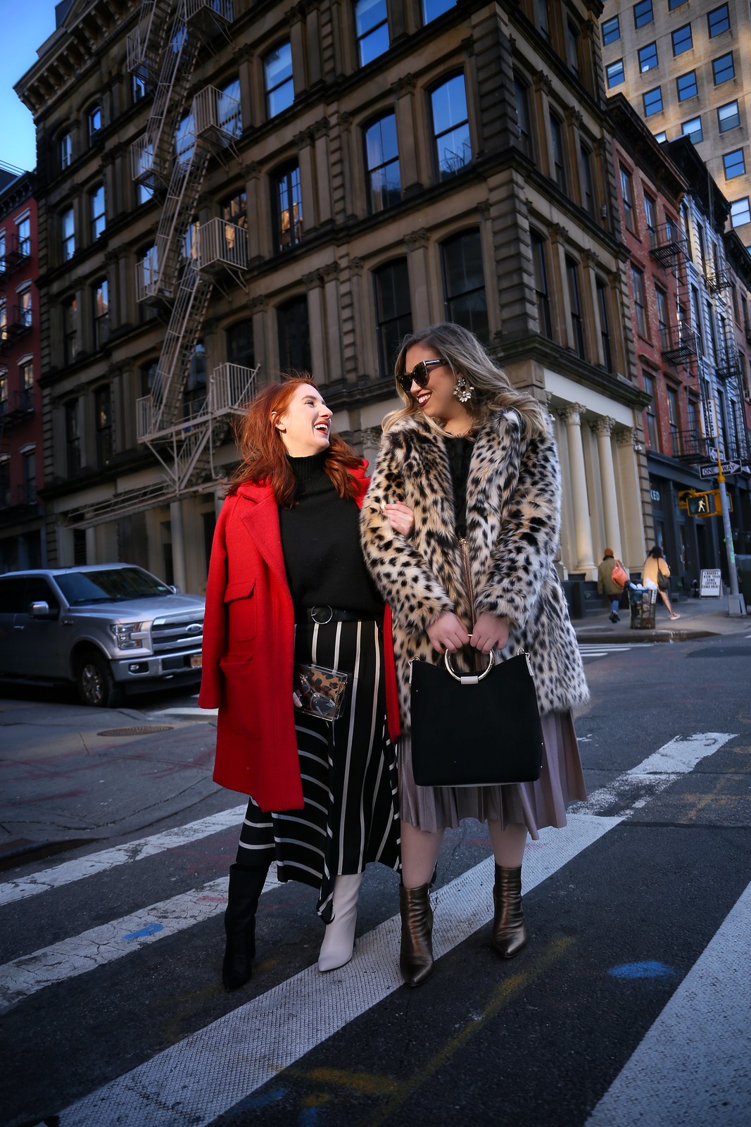 Midi Skirts Booties Fashion Blogger Friends NYC Street Style Winter Outfit Inspiration