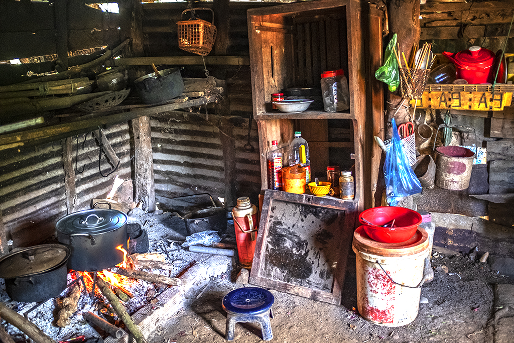 Kitchen in shack--Krong Buk