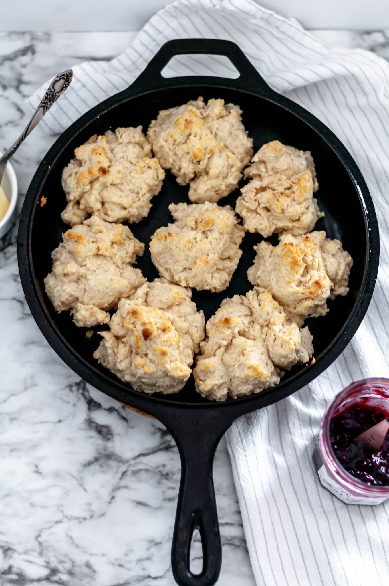 Skillet Drop Biscuits are so simple to make and can be made and baked in less than 30 minutes making them perfect for weeknight meals.