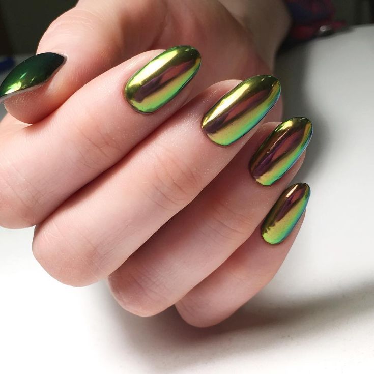 Lovely Chrome Beetle Design Nails 2019 - fashionist now