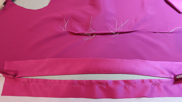 Pink silk shirt hidden buttonholes 1