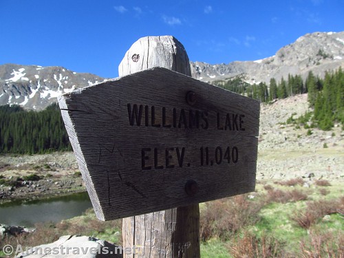 Sign marking Williams Lake. I wonder if the water ever gets this high? Custer National Forest, New Mexico