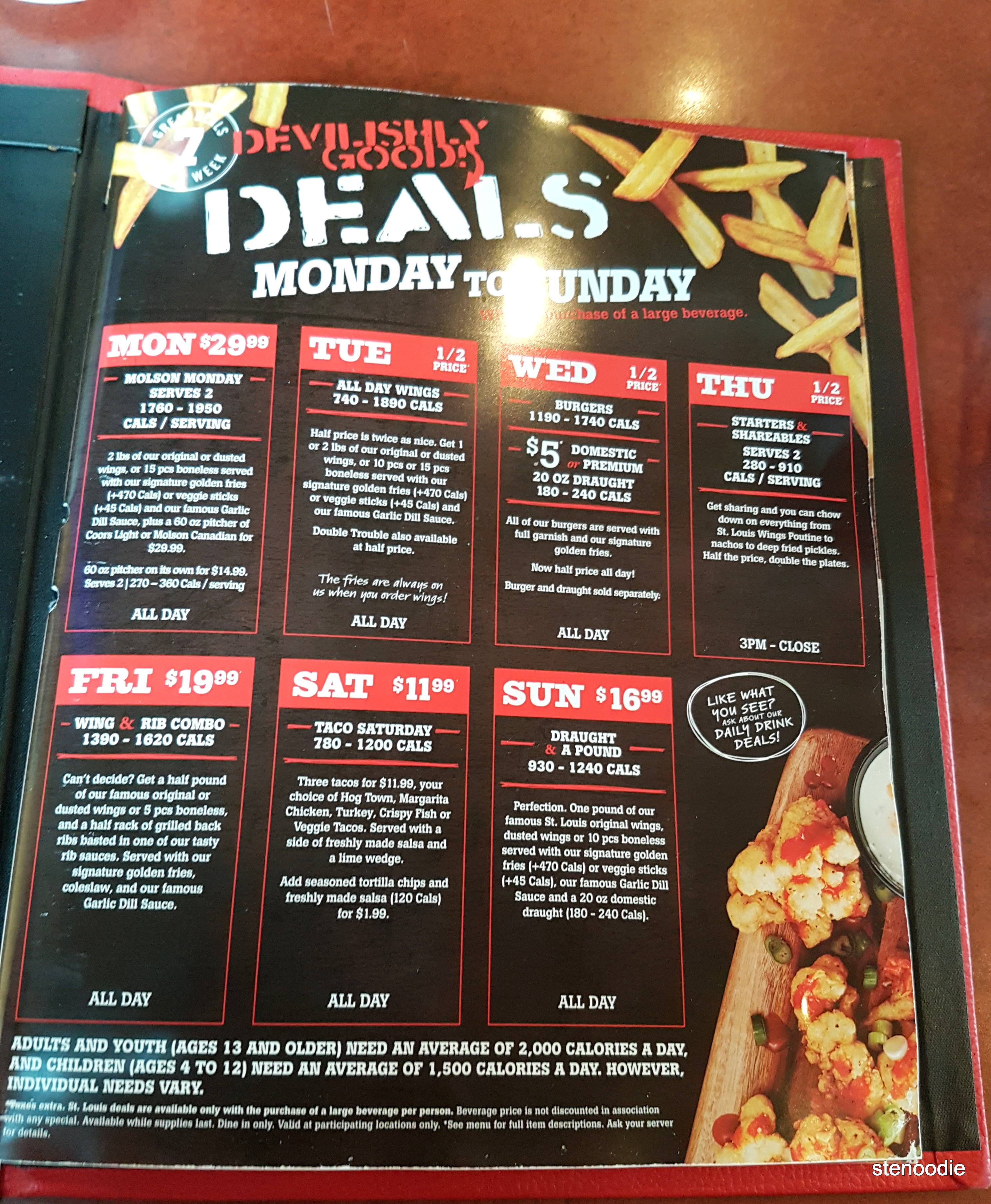 St. Louis Bar & Grill daily deals menu and prices