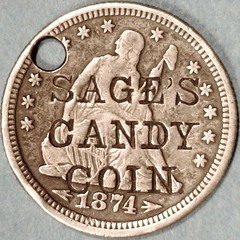 SAGES CANDY COIN counterstamp obverse