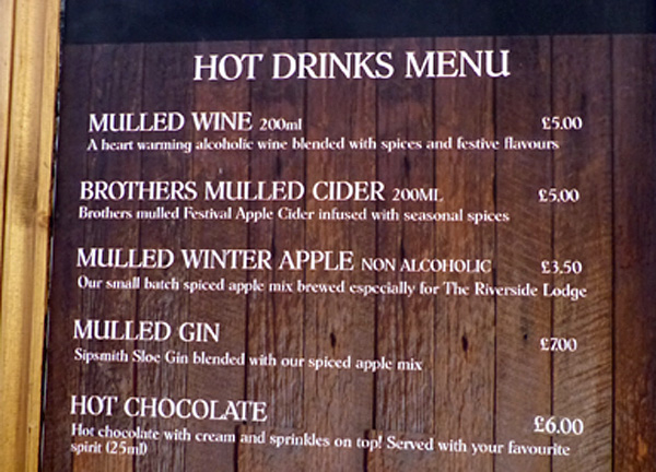 hot drinks menu