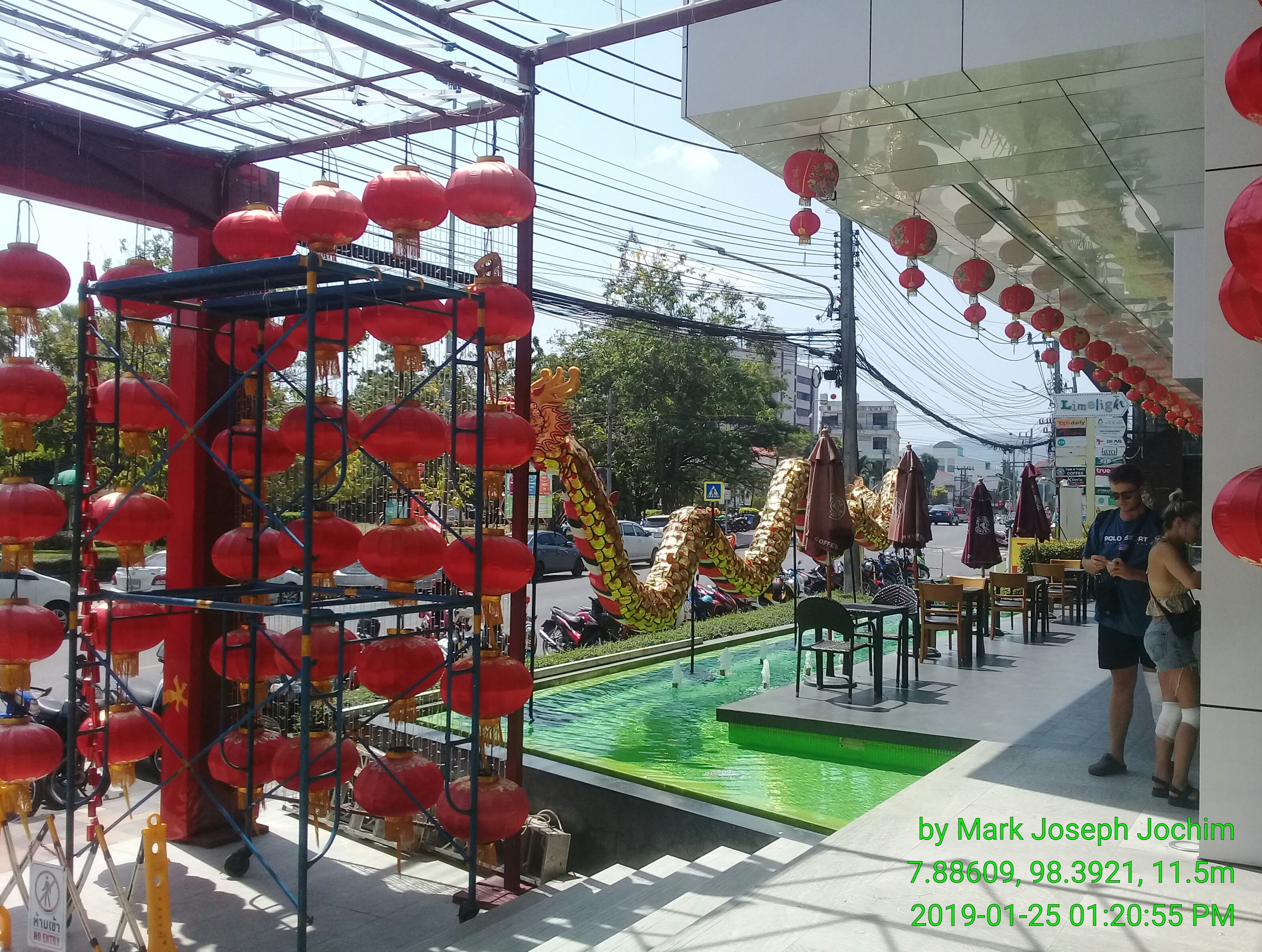 Decorations for Chinese New Year at Limelight Avenue -- a shopping center and market area north of Queen Sirikit Park in Phuket Town, Thailand. Photos taken by Mark Joseph Jochim on January 25, 2019.