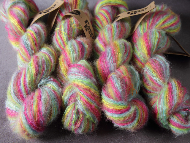 Fuzzy Lace – Brushed Baby Alpaca and Silk hand dyed yarn 25g – ‘Lollipop’