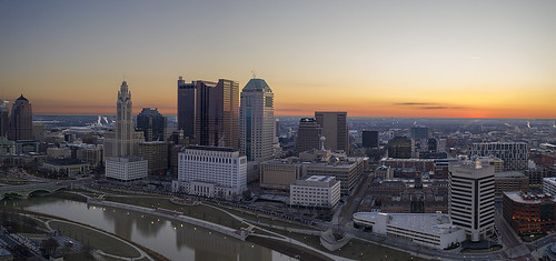 cityscape ohio sunrise morning architecture downtown columbus hdr panorama