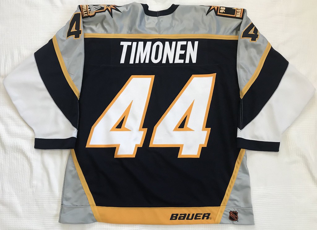 1998-99 Kimmo Timonen Nashville Predators Inaugural Season Home Rookie Jersey Back