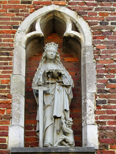 Statue above entrance gate of Tongerlo Abbey in Westerlo
