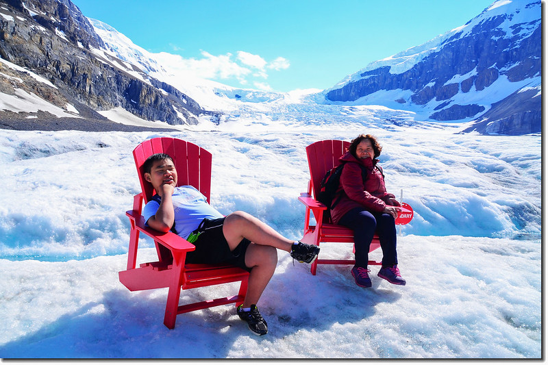 Red chairs On Athabasca Glacier (2)