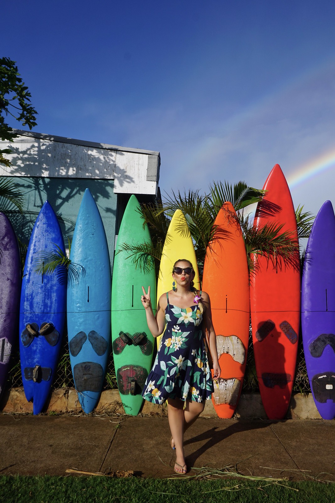 Aloha Surf Hostel Paia Maui Surfboard Fence Wall Colorful Most Instagrammable Places in Hawaii