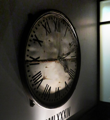An old clock still keeping time at Bridgeport Brewing in Portland, Oregon