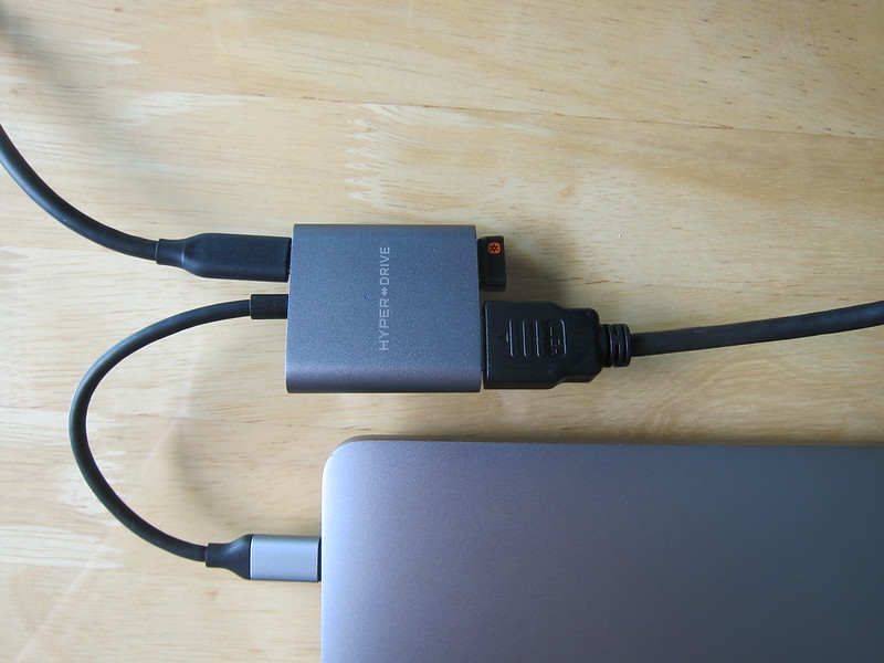 HyperDrive 4K HDMI 3-in-1 USB-C Hub - Attached to MacBook Pro