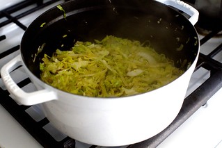 cooking the cabbage down