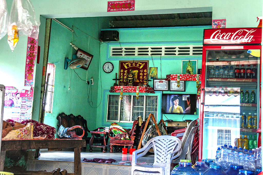 Interior of store and residence as seen from the sidewalk--Vinh Chau