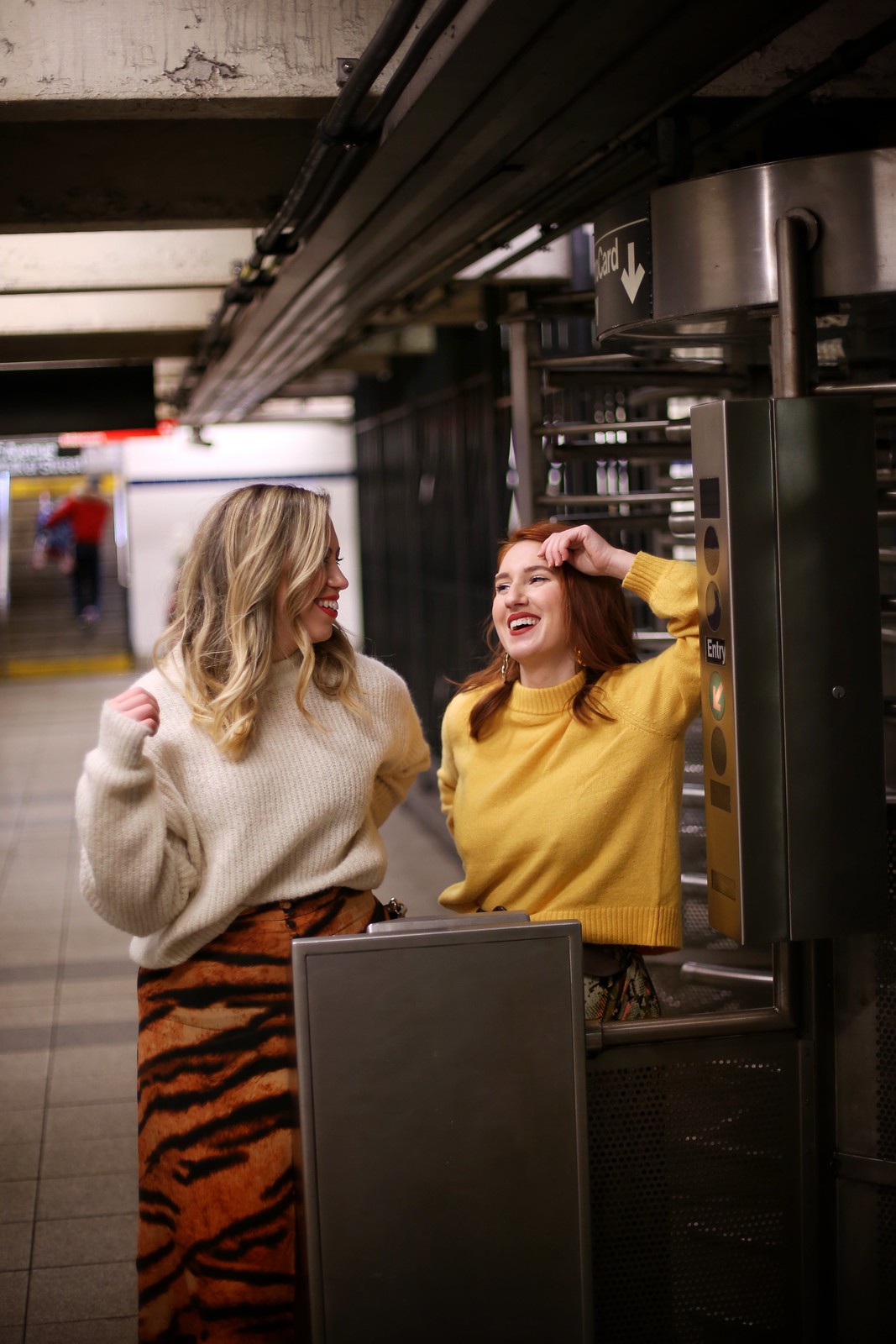 Yellow Sweater White Reformation Sweater Fashion Bloggers Winter Outfits Canal Street Subway Fashion Photo Shoot