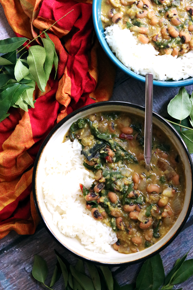 Lucky Black-Eyed Peas, Greens, and Red Lentil Curry