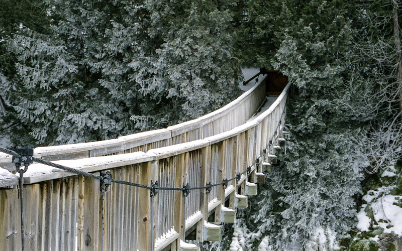 Snow Covered Hanging Bridge in February