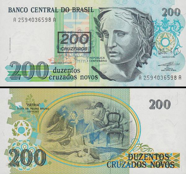 200 cruzeiros Brazília 1990, P225b