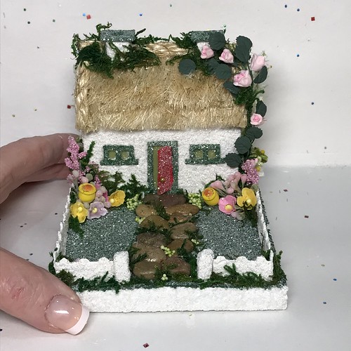 Mini Irish Cottage Putz with rose vine