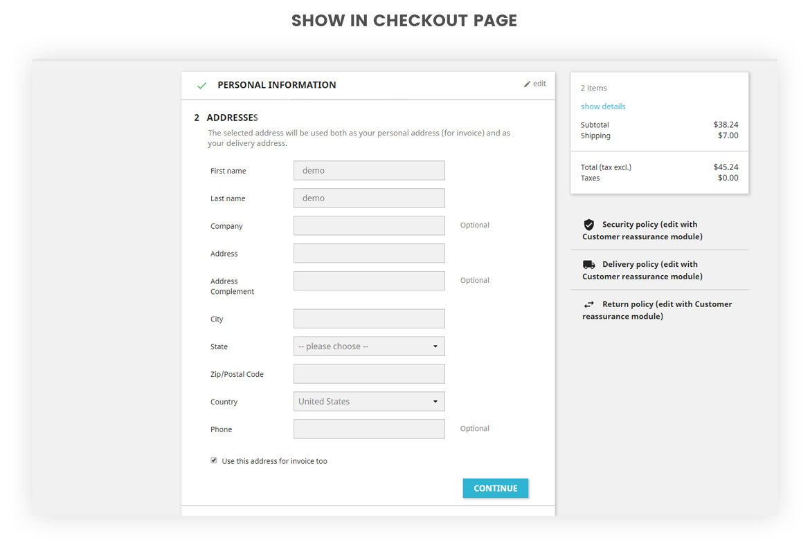 Leo GDPR module shows in Checkout page