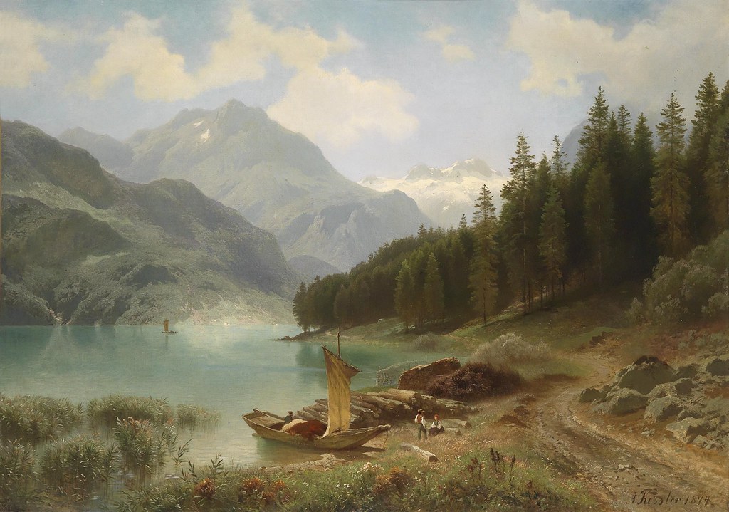 Friedrich August Kessler «Rest at the mountain lake»