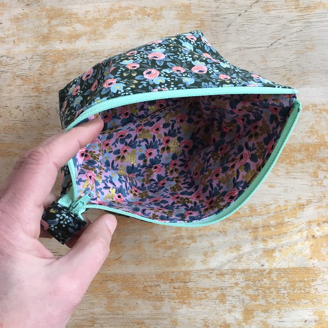 Open Wide Zippered Pouch in Rifle Paper Co. Rosa