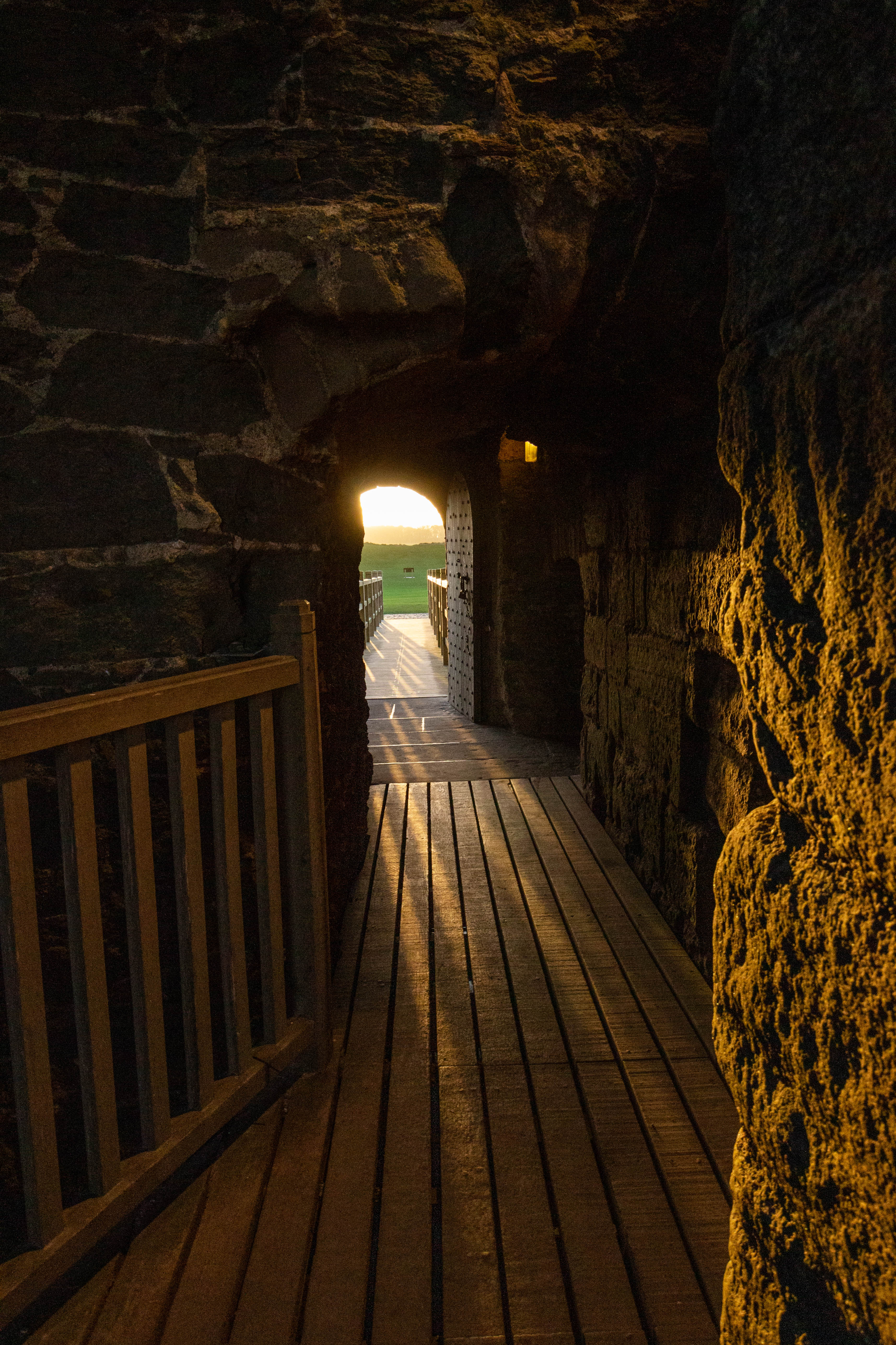 Shadows coming through Tantallon Castle doorway